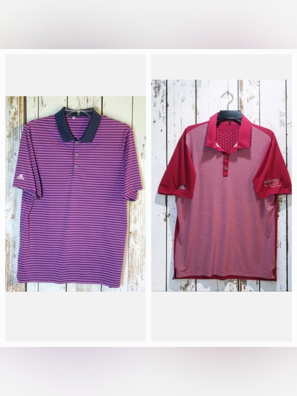 Lot of 2 Adidas Men's Golf Polo Shirts Size Large L Climalite ClimaCool EUC